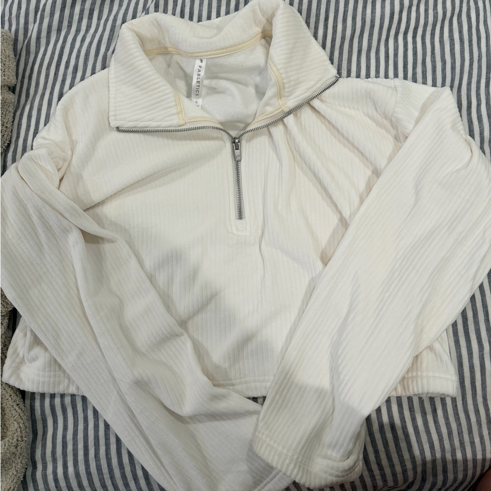 Fabletics Cream Quarter-Zip Sweatshirt